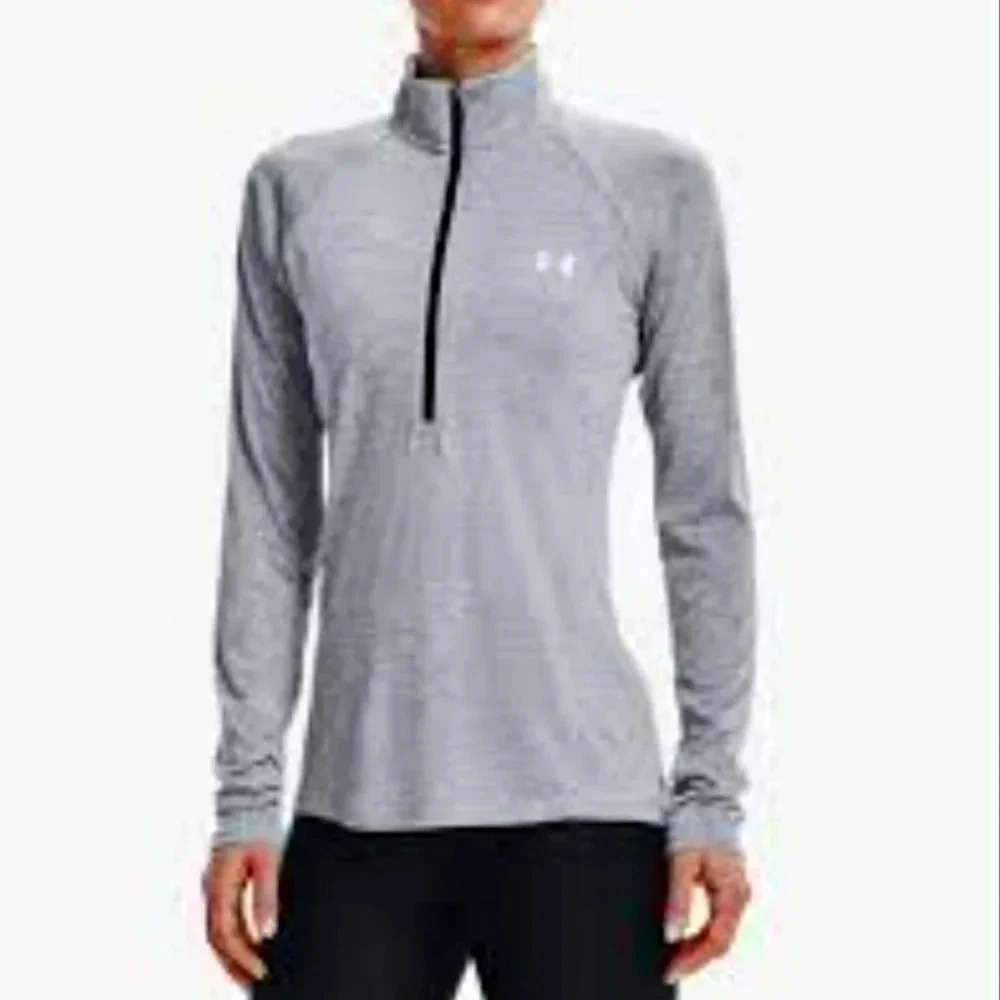 *UNDER ARMOUR,  Size M, 1/4 Zip, Heatgear, light silver grey